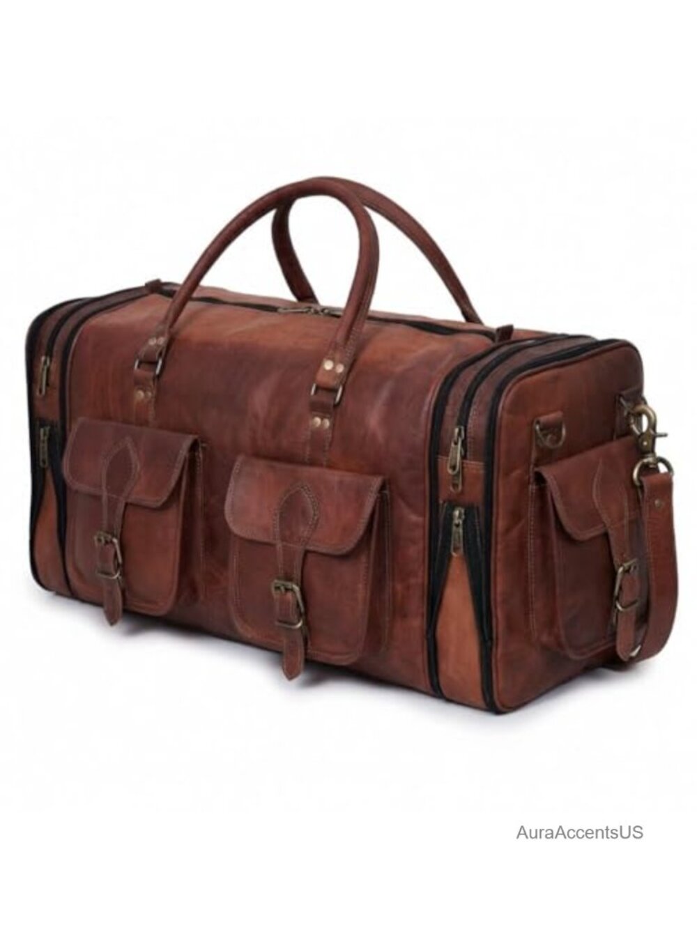 Genuine Leather Duffle Bag 24 Inch Handmade Vintage Travel Weekender Carry On